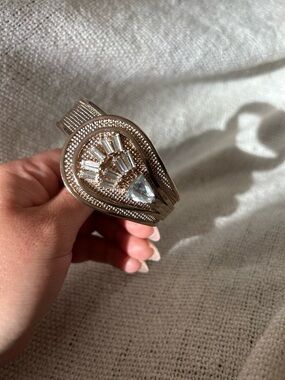 Banana Republic Gold Tone Crystal Cuff Bracelet